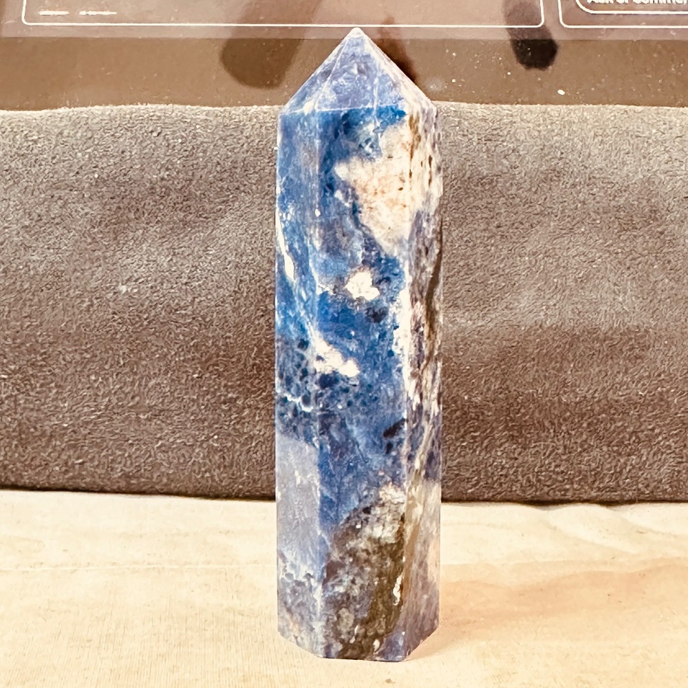 Sodalite Tower Polished Crystal Point Blue & White 77.8mm Genuine Stone 51g - Picture 4 of 9